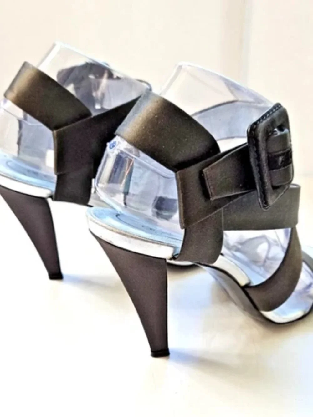 Roger Vivier Dark Choc Brown Satin Heeled Strappy Sandals Size EU 39.5 US 9.5